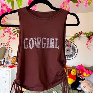 Cowgirl Rhinestone Cropped Tank Top
